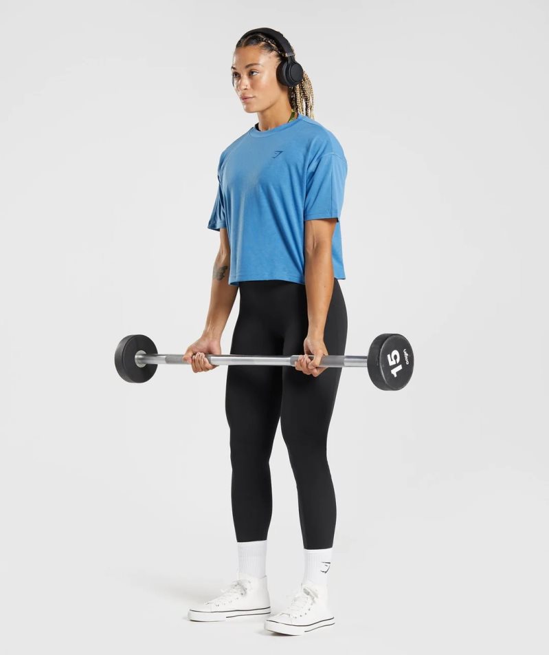 Przycięte Topy Gymshark GS Power Midi Damskie Niebieskie | PL 423UIF